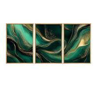 Green and Gold Abstract Canvas Fluid Marble Picture Emerald Abstract Painting Modern Marble Picture Gold Foil Artwork Minimalist Emerald Wall Prints Contemporary Green Wall Art 16x24inx3 No Frame