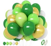 Green and Gold Balloons, 60 pcs 12 inch Different Shades Green and Metallic Gold Balloons, Helium Latex Balloon Set for Jungle Safari Birthday Graduation Wedding St. Patrick’s Day Party Decoration