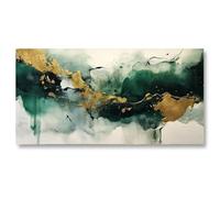 Green And Gold Gold Modern Oil Painting On Canvas In Living Room Extra Large Size Abstract Wall Art Print Poster Decoration Picture for Bedroom Office 200 x 100cm (79 x 39 inch) No Frame