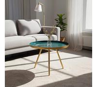 Green and Gold Large Coffee Table with Diesel Green Enamel Top | Enox