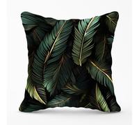 Green and Gold Leaves Outdoor Cushion Warren Reed - Designer Green 45cm x 45cm
