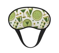 Green and Gold Printed Sleep Black Edge Eye Mask, with Good Shading Effect, is an Ideal Choice for Travel, Meditation, Etc