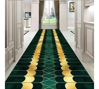Green and Gold Runner Rug for Hallway Kitchen Non-Slip Washable Floor Mat Lengths: 1-6m Ideal for Narrow Spaces (Size: 70×500cm)