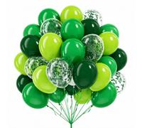 Green and Light Green Balloons, 100pcs 12 Inch Latex Balloons, Confetti Balloon, Perfect for Jungle Birthday, Dinosaur Party, St. Patrick's Day, Graduation, Celebration Events Fresh Party Decorations