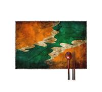Green and Orange Pattern Placemats Set of 6,Table Mat