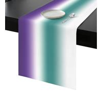 Green and Purple Gradient Table Runner 60 Inches Long, Minimalist Violet Turquoise Ombre Washable Table Runners Heat-Insulation Kitchen Dining Table Decorations for Home Party Decor, 13"x60"