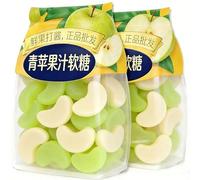 Green and red apple fruit gummies, sweet and sour candy snacks, ready to eat fruit candy, delicious fudge, leisure snack food gift packages, vegetarian food, juice candies (25 pieces)