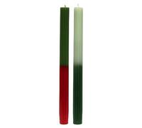 Green and Red Dinner Candles | Perfect for Christmas Table or Xmas Gift - Use as Home Décor, Dinner Party, Birthday Present, | Unscented | Size 26cm Burn time: 8 Hours 2pack