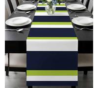 Green and Table Runner 13x72 Inches Long Navy Blue Stripe Abstract Geometric Stripes Cotton Linen Table Runner Burlap Style for Dinner Table Party Decor Tabletop Decorations