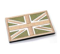 Green and Tan Union Jack Flag Patch British Military Hook and Loop Emblem 8x5cm Army Airsoft Badge UK