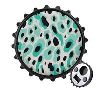 Green and Turquoise Leopard Spots Bottle Opener Round Fridge Magnets Beverage Beer Magnetic Bottle Cap Opener for Fridge, Kitchen, Office