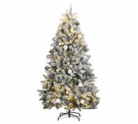 (green and white, 180 cm) vidaXL Artificial Hinged Christmas Tree Artificial Tree LEDs and Ball Set
