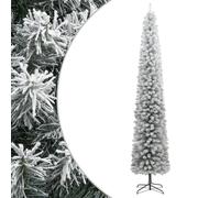 vidaXL Lifelike Slim Christmas Tree 300 cm PVC with Sturdy Metal Stand and Flocked Snow - Ideal Choice for Small Spaces