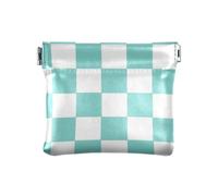 Green and White American Plaid Fashion PU Leather Small Coin Convenient Clasp Wallet Card Holder for Men Women Travel de Tela para Mujer