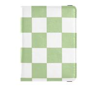 Green and White American Plaid Leather Passport Holders Card Holder Passport Case Cute Passport Book Lightweight, Green and White American Plaid, One Size
