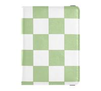 Green and White American Plaid Leather Passport Holders for travel Vaccine Card Holder Cover Combo Passport Case Travel Documents Wallet for women Ultra Slim