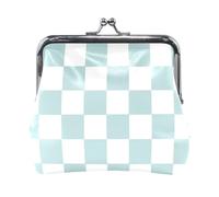 Green and White American Plaid PU Leather Small Coin Purse Convenient Cosmetic Bags for Purse for Men Women Travel