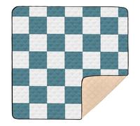 Green and White American Plaid Soft Thick Baby Gym & Activity Mat for Indoor Outdoor Washable Padded Play Mat for Babies Infants Toddlers, 50'' x 50''