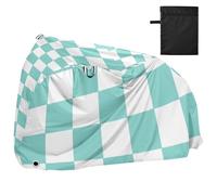 Green and White American Plaid Waterproof Bike Covers Outdoor with Lock Holes Anti Dust Rain Snow UV Storage Mountain Road Electric Bike Cover Fits for Most funda impermeable para