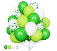 Green and White Balloon Set, 20Pcs 12 Inch Light Green Confetti and White Helium Pack for Jungle Dinosaur Birthday Wedding Anniversary Baby Shower Party Decorations