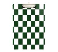 Green and White Checkered Pattern Metal mini clipboard Plastic for Football Softball Coaching Size 9 x 12.5 Tabla para escribir