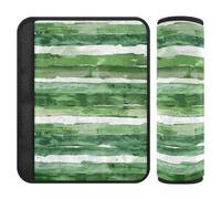 Green and White Horizontal Stripes 2 Pack car Shoulder Strap pad Release Stress to Your Neck and Shoulders for Bag funda para cinturón de carro