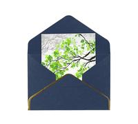 Green And White Leaf Print Pearl Greeting Cards With Envelopes, Thank You, Birthday, Anniversary & Holiday Cards Set