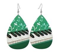 green and white piano keys earrings for women double sided teardrop leather earrings lightweight dangle earrings for women ear accessories fashion jewelry birthday gift