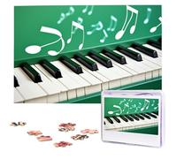 Green and White Piano Keys Jigsaw Puzzle for Adults Challenging Wooden Puzzles 1000 Pieces Personalized Photo Puzzle Picture Jigsaws Custom Jigsaw Puzzles for Birthday
