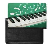 Green And White Piano Keys Passport Holder,Compact Lightweight Waterproof Passport Cover, Portable Stylish Travel Wallet Accessories for Women Men