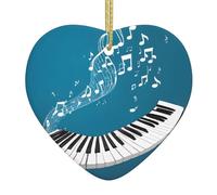 Green and white piano keys -Print Custom Heart Acrylic Ornament Gold Lanyard, For Christmas Wedding Decor, Bulk Gifts & Party Supplies.
