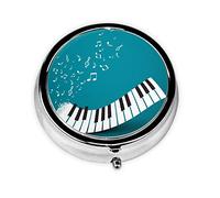 Green and White Piano Keys Print Pill Box for Pocket Round Pill Box 3 Compartment Decorative Portable Travel Pill Holder Tablet Vitamin Organizer Mini Pill Case(2pcs)