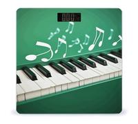Green and White Piano KeysScale for Body Weight with LCD High Precision Weighing Scales Fashion Sturdy Tempered Glass Weight Scales Easy-to-Read Digital Bathroom Scale for Daily 400lb