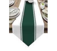 Green and White Stripe Table Runner 108 inches Long, Minimalist Simple Pattern Coffee Table Dining Table Scarf Table Runners Collection Kitchen Tabletop for Home Party Farmhouse Decor, 13x108 Inch
