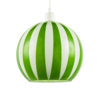 Green and White Striped High Gloss Glass Globe Pendant Light Shade | 22cm x 25cm | Mix of Retro Pop-Art and Contemporary by Happy Homewares