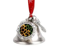 Green And Yellow Leopard Print Christmas Jingle Bells Xmas Tree Hanging Ornament