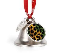 Green And Yellow Leopard Print Christmas Jingle Bells Xmas Tree Hanging Ornament