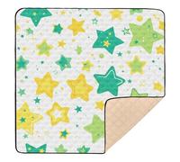 Green and Yellow Stars Large Non-Slip Baby Playmat for Floor One-Piece Foldable Activity Gym Mat for Baby Toddler Infant, 50'' x 50''gimnasio de actividades para