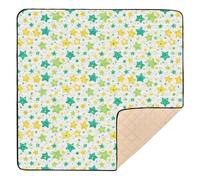 Green and Yellow Stars Large Stylish Baby Play Mat for Floor Water Resistant Padded Baby Mat for Baby Kids Toddlers Infants, 50'' x 50''