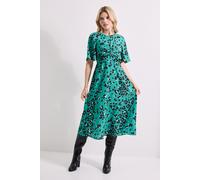 Green Animal Twist Front Angel Sleeve Midi Dress Dorothy Perkins Animal 16