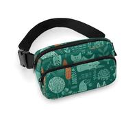 Green Animals Fanny Pack for Women Men Waist Bag Belt Bag Adjustable Casual Bag for Travel Sports Hiking, white, 7.9x5.1inches