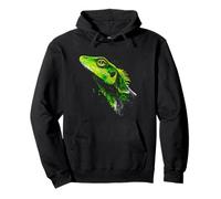 Green-anole Face Drawing Animal Motif Illustration Pullover Hoodie