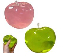 Green Apple Squishy Stress Ball Fidget Toy, Apples Squishys Stress Ball, Slushy Apples Zero Bounce-Back Squishy Fidget Toy, Calming Anxieties Sensory For Office Home Travel (Green+Pink)
