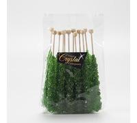 Green Apple Sugar Crystal Rock Candy on a Stick 12 x Lollies - Individually Wrapped - Candy Buffet Favours Cake Decorating - Drink/Cocktail Swizzle Stick Stirrers