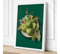 Green Apples in White Bowl Canvas Wall Art Print 18x12 Inch (46 x 30 cm)