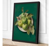 Green Apples in White Bowl Canvas Wall Art Print 24x16 Inch (61 x 41 cm)