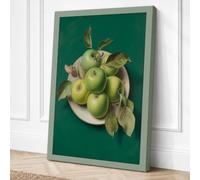 Green Apples in White Bowl Canvas Wall Art Print 30x20 Inch (76 x 51 cm)