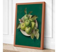 Green Apples in White Bowl Canvas Wall Art Print 36x24 Inch (91 x 61 cm)