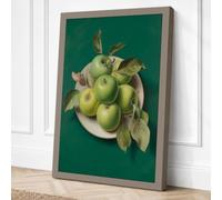 Green Apples in White Bowl Canvas Wall Art Print 36x24 Inch (91 x 61 cm)