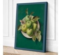 Green Apples in White Bowl Canvas Wall Art Print 36x24 Inch (91 x 61 cm)